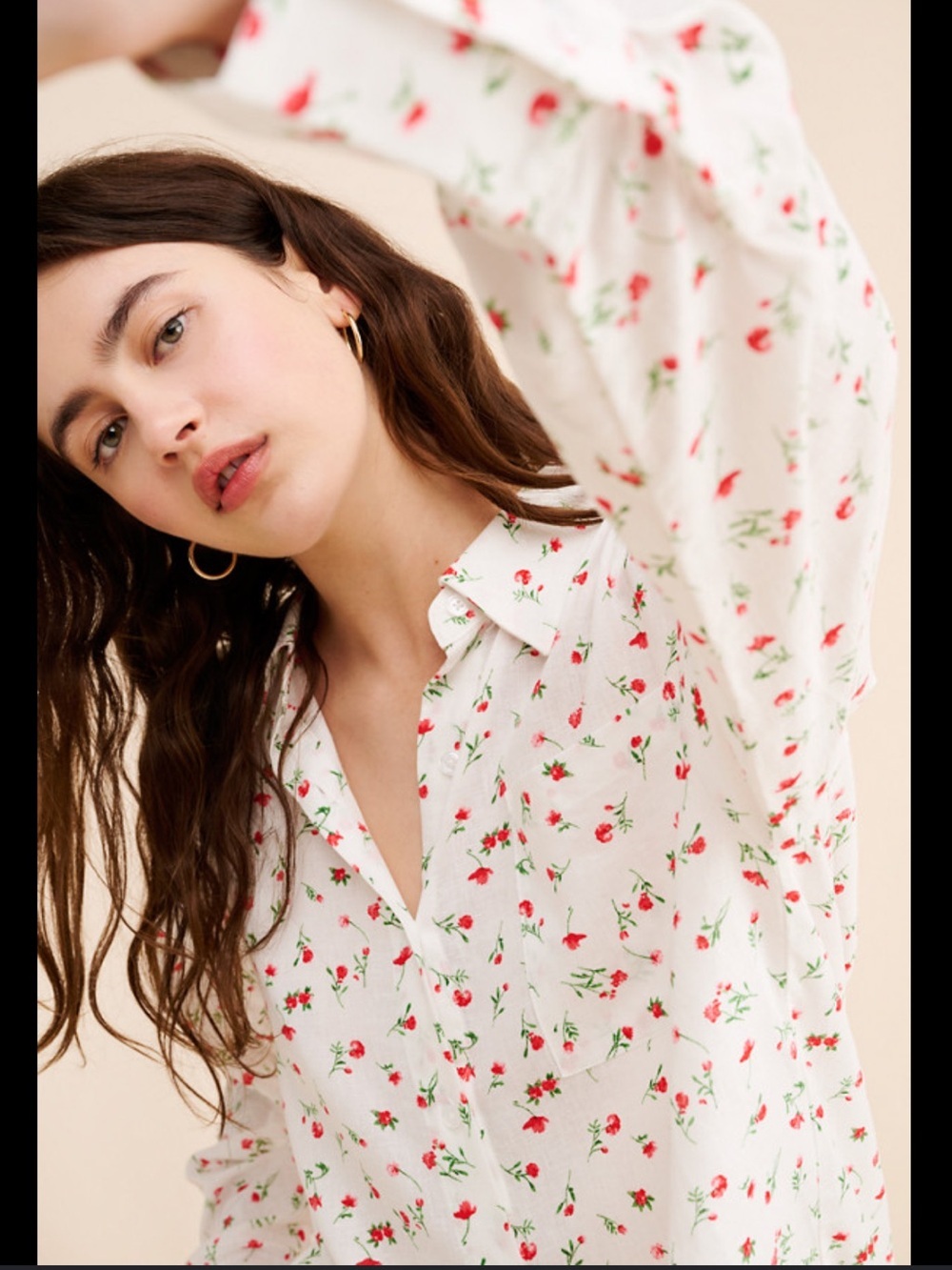 Wayf Linen Floral Buttondown Shirt